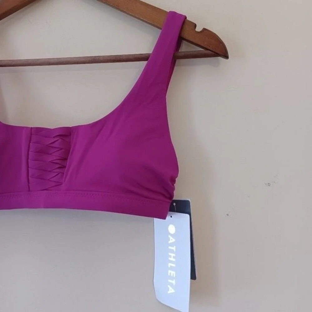 Athleta Bikini Top New XS Quick‎ Dry Pink Fuchsia Adriata Wireless UPF 50+